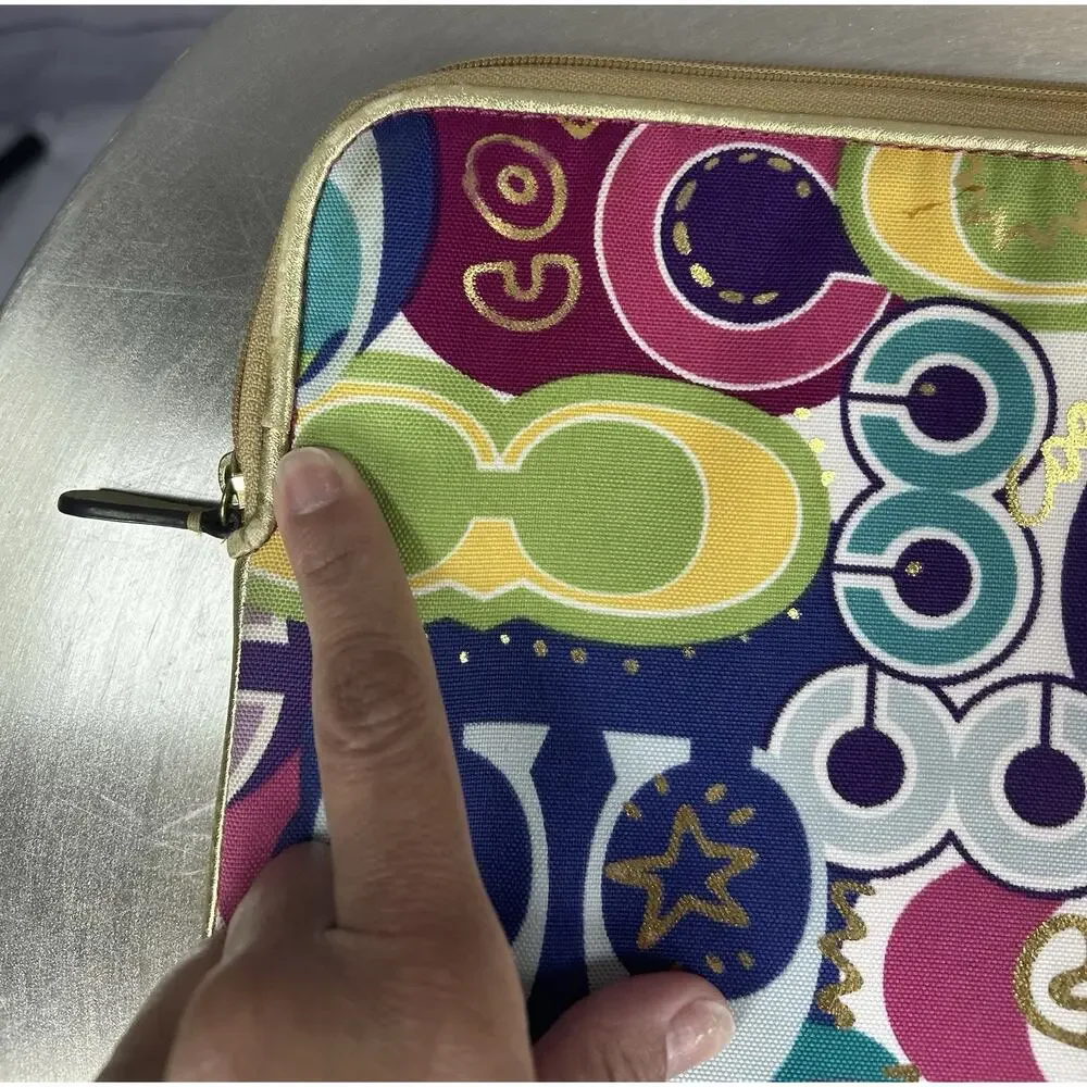 Coach Poppy Pop C Graffiti Padded Laptop Sleeve Multicolor Zip Case